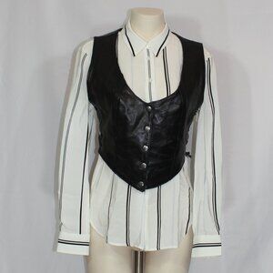 Vent couvert Paris Leather snap black lined  Side Laces women's vest size large